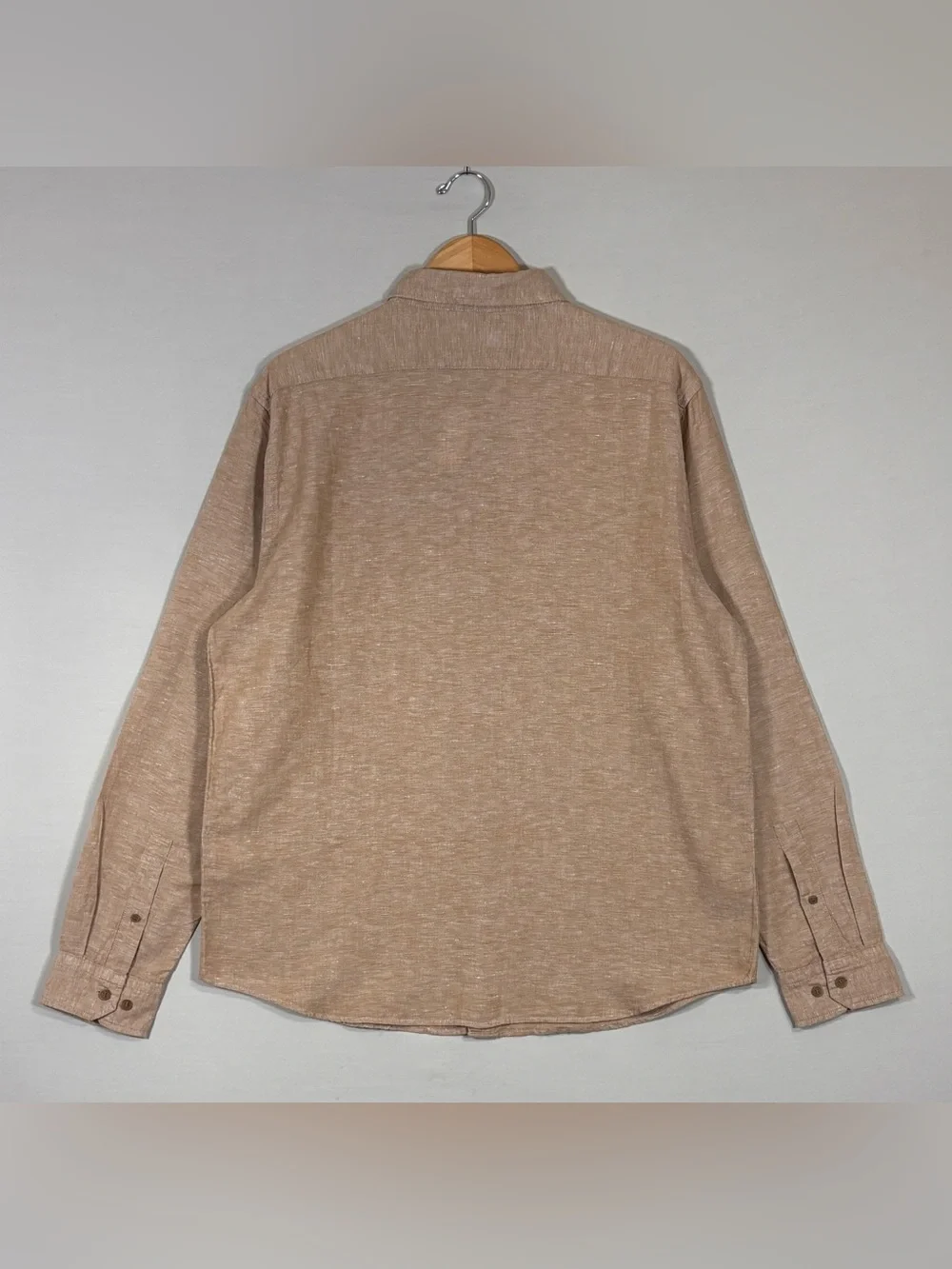 NWT Banana Republic Slim Linen Blend Shirt Tan Beige Large Button Up